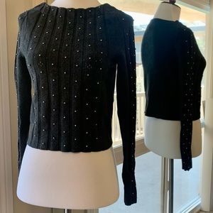 SANDRO Trone Embellished Cropped Sweater